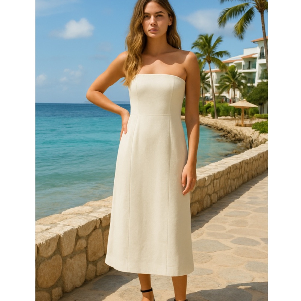 ZARA Cream Strapless Midi Dress Blogger Favorite 2X XXL NWT